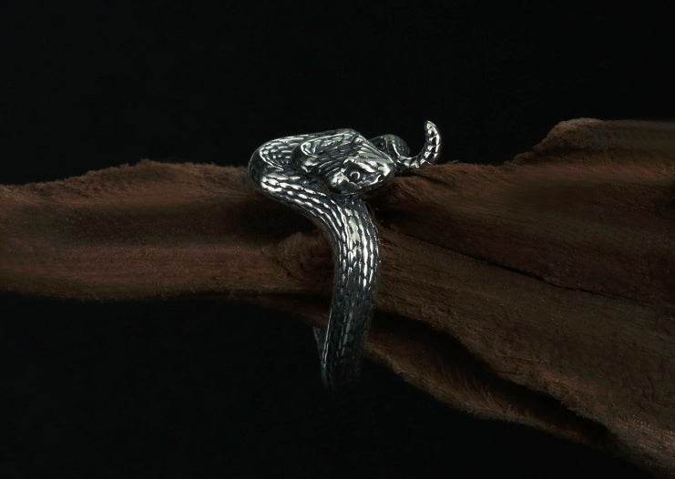 Men's fashion snake sterling silver ring - MOWTE
