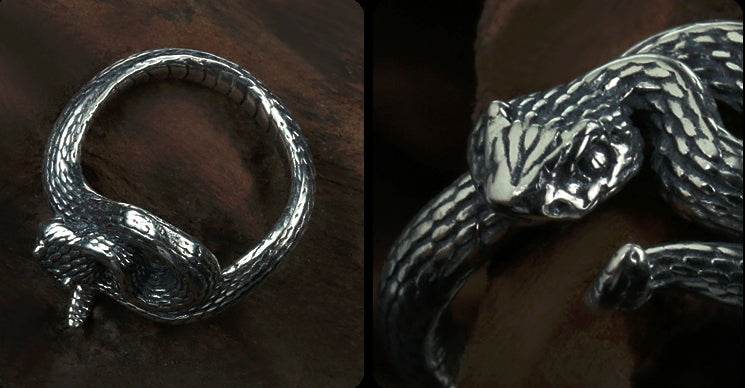 Men's fashion snake sterling silver ring - MOWTE