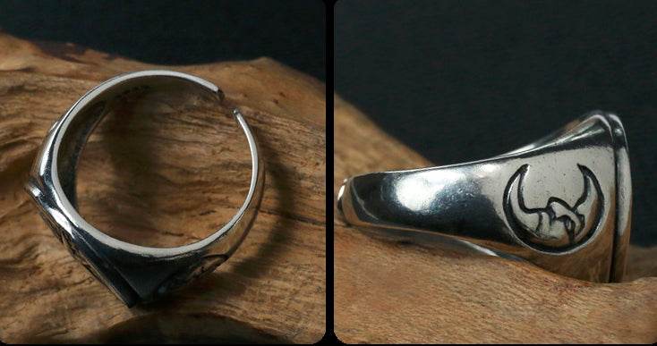 Men's vintage compass sterling silver ring - MOWTE