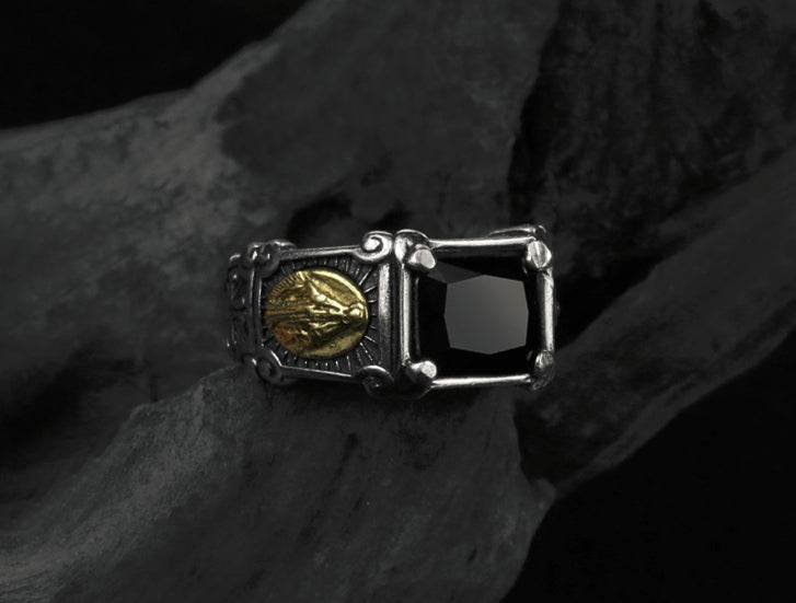 Men's fashion virgin mary sterling silver ring - MOWTE