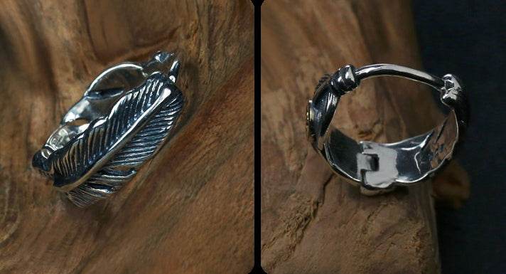 Men's vintage feather ear stud - MOWTE