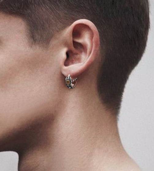 Men's vintage feather ear stud - MOWTE