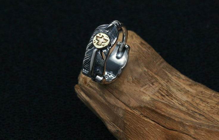 Men's vintage feather ear stud - MOWTE