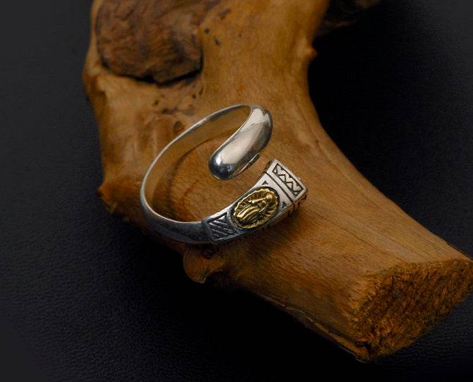 Men's vintage virgin mary sterling silver ring - MOWTE