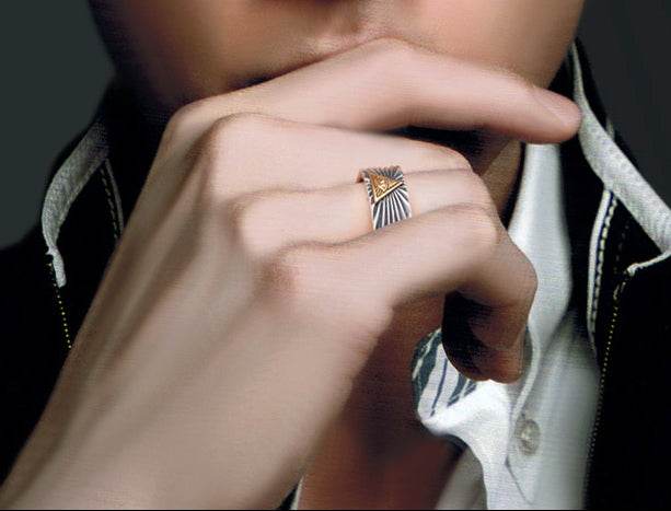 Men's vintage omniscience eye sterling silver ring - MOWTE