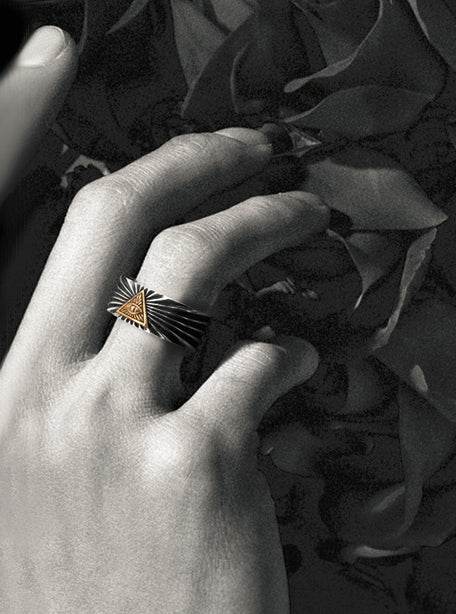 Men's vintage omniscience eye sterling silver ring - MOWTE