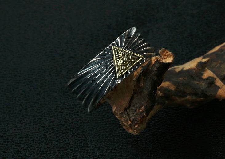 Men's vintage omniscience eye sterling silver ring - MOWTE