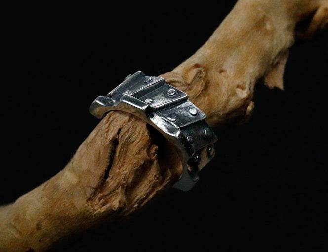 Men's fashion mecha sterling silver ring - MOWTE