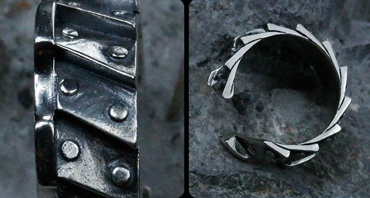 Men's fashion mecha sterling silver ring - MOWTE