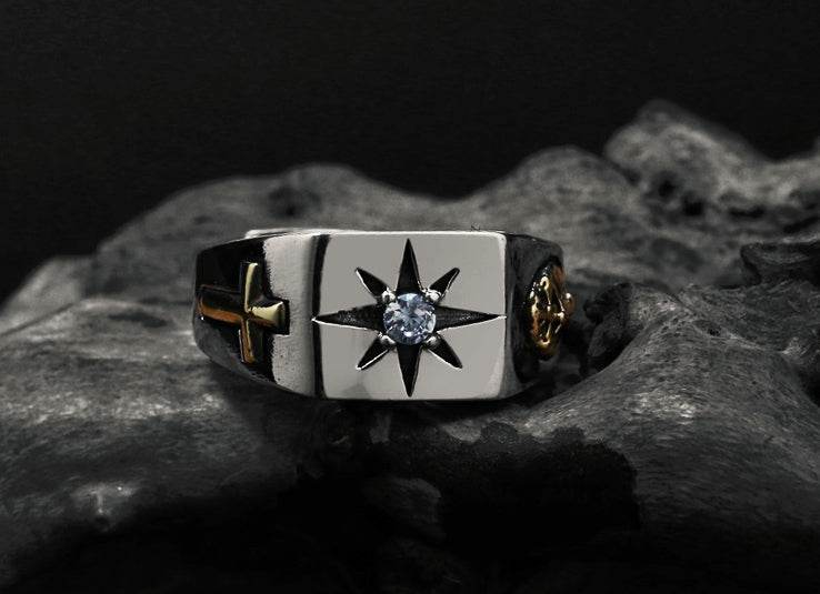 Men's vintage christ star sterling silver ring - MOWTE