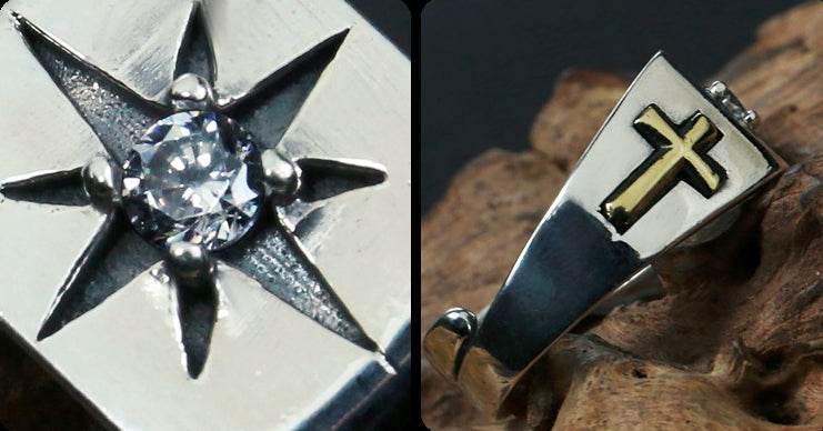 Men's vintage christ star sterling silver ring - MOWTE