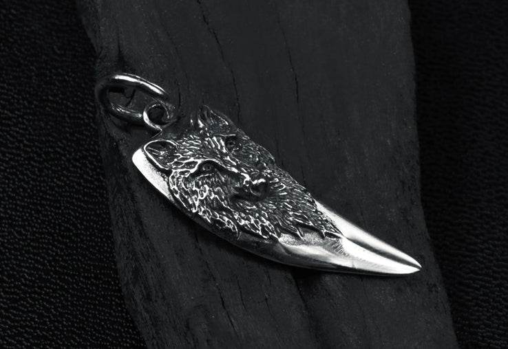 Men's fashion sterling silver wolf tooth pendant necklace - MOWTE