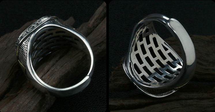 Men's vintage omniscience eye sterling silver ring - MOWTE
