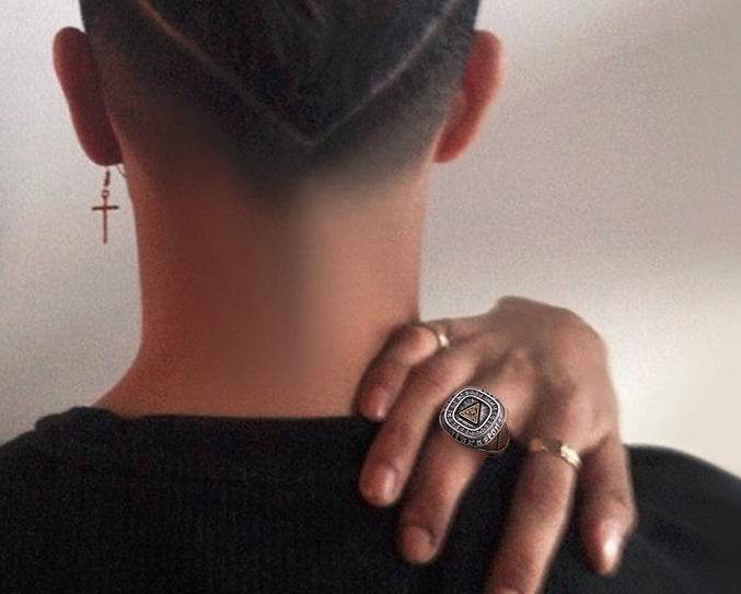 Men's vintage omniscience eye sterling silver ring - MOWTE