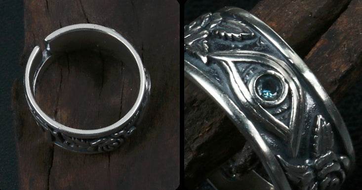 Men's vintage god eye sterling silver ring - MOWTE