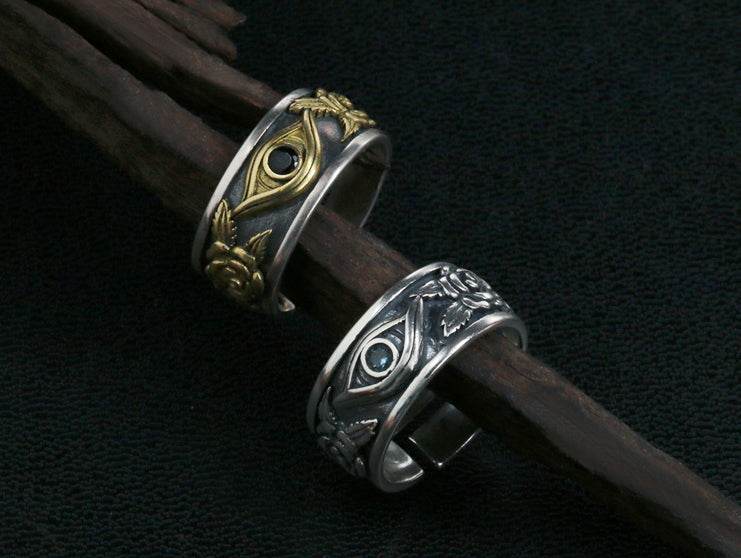 Men's vintage god eye sterling silver ring - MOWTE