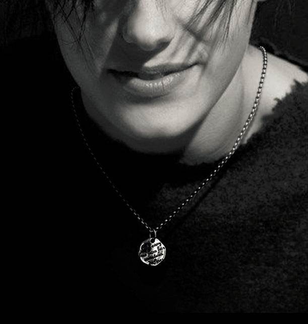 Men's fashion sterling silver love poem inscription pendant necklace - MOWTE