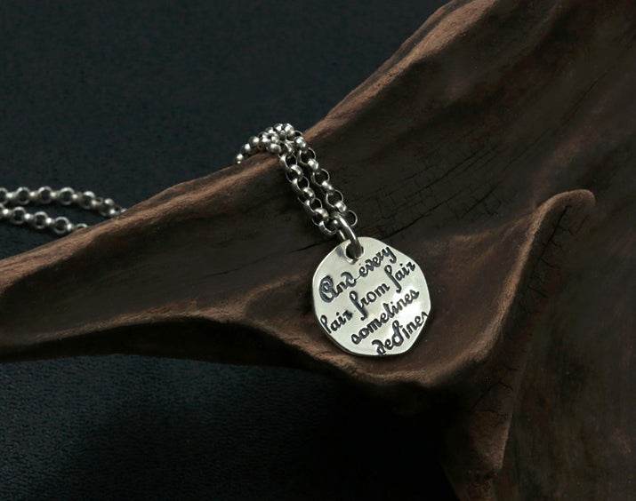 Men's fashion sterling silver love poem inscription pendant necklace - MOWTE