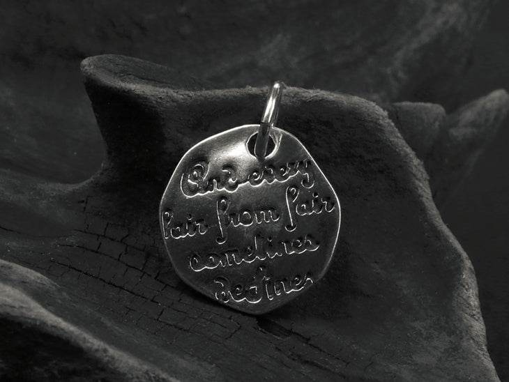 Men's fashion sterling silver love poem inscription pendant necklace - MOWTE