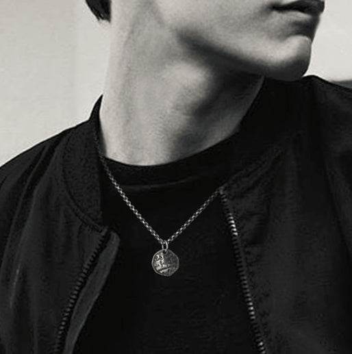 Men's fashion sterling silver love poem inscription pendant necklace - MOWTE