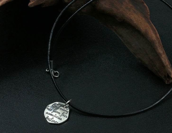 Men's fashion sterling silver love poem inscription pendant necklace - MOWTE