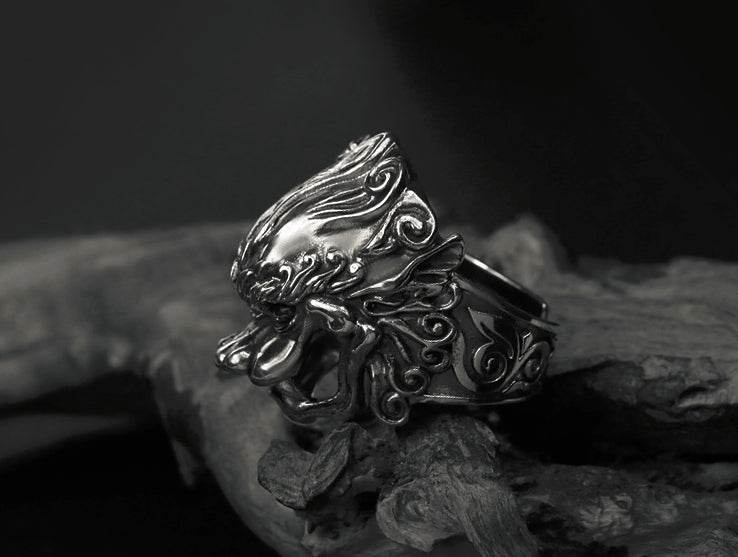 Men's personality lion sterling silver ring - MOWTE