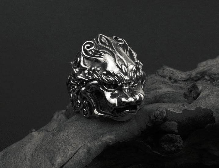 Men's personality lion sterling silver ring - MOWTE