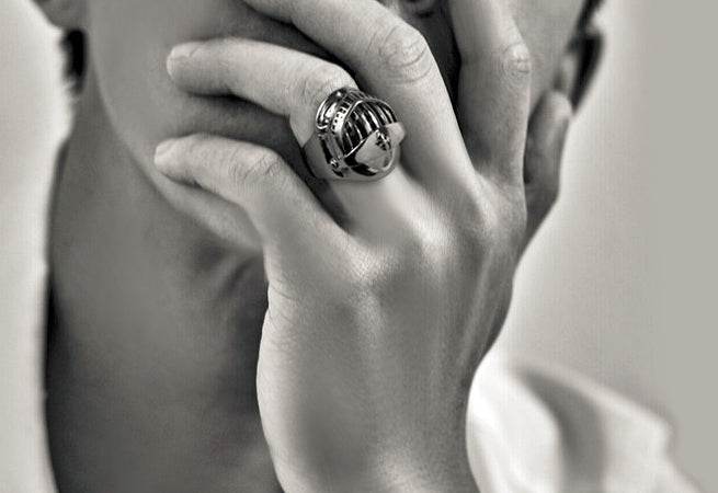 Men's fashion reaper legion sterling silver ring - MOWTE