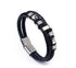 Men's fashion leather titanium steel bracelet - MOWTE