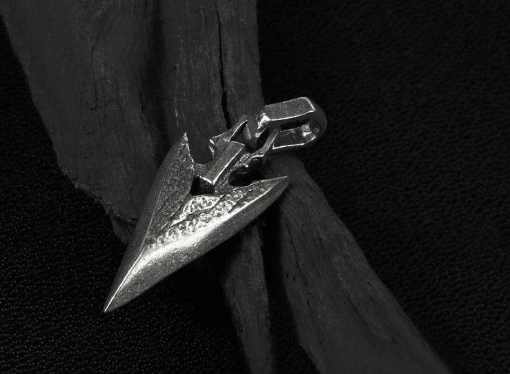 Men's vintage sterling silver small arrow pendant necklace - MOWTE