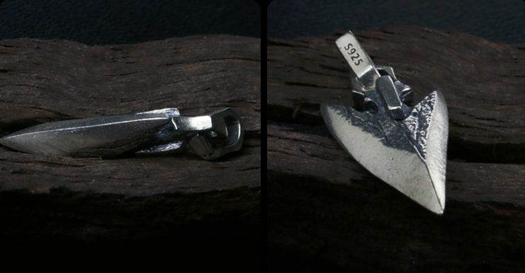 Men's vintage sterling silver small arrow pendant necklace - MOWTE