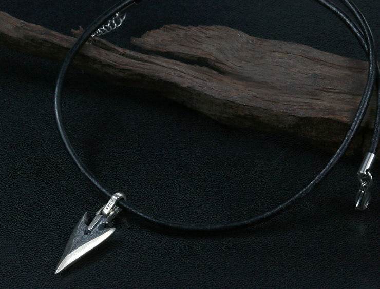 Men's vintage sterling silver small arrow pendant necklace - MOWTE