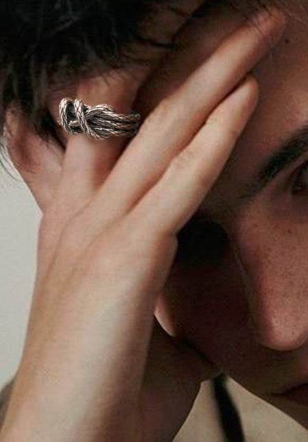 Men's fashion knot mochi sterling silver ring - MOWTE