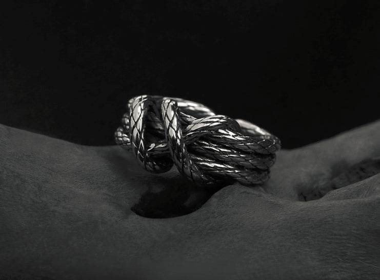 Men's fashion knot mochi sterling silver ring - MOWTE