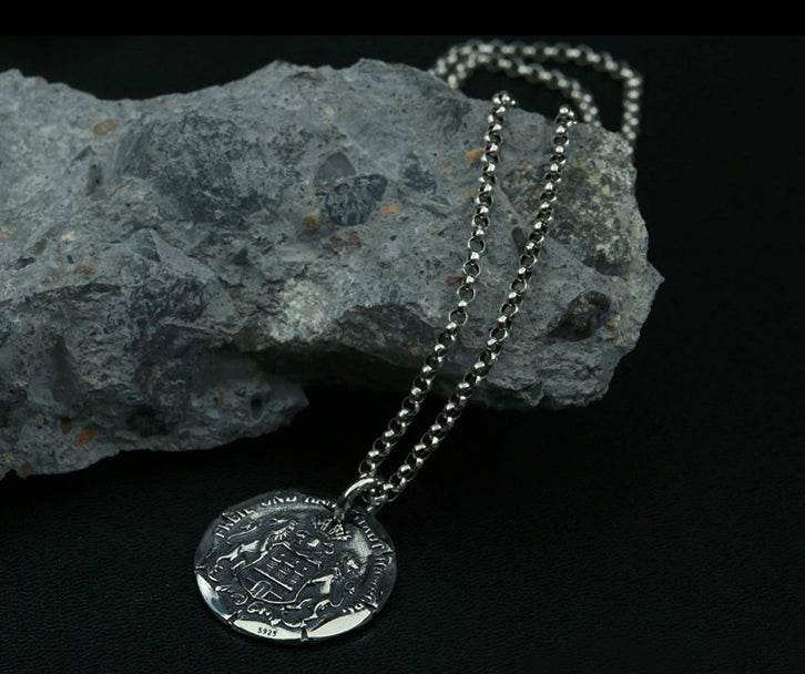 Men's vintage sterling silver eagle pendant & necklace - MOWTE