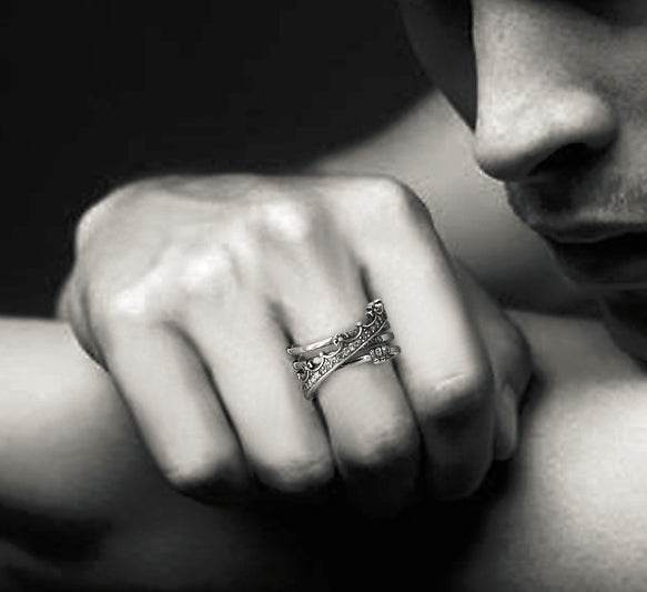 Men's fashion crown sterling silver ring - MOWTE
