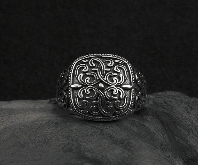 Men's fashion tang grass sterling silver ring - MOWTE