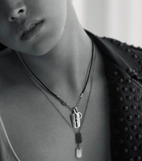 Men's fashion sterling silver blade star pendant & necklace - MOWTE