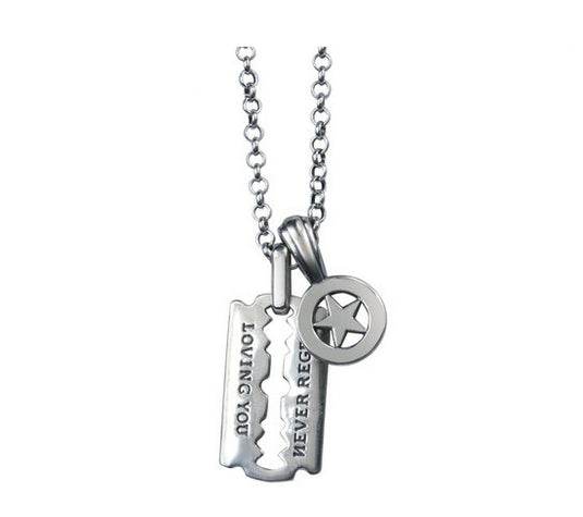 Men's fashion sterling silver blade star pendant & necklace - MOWTE