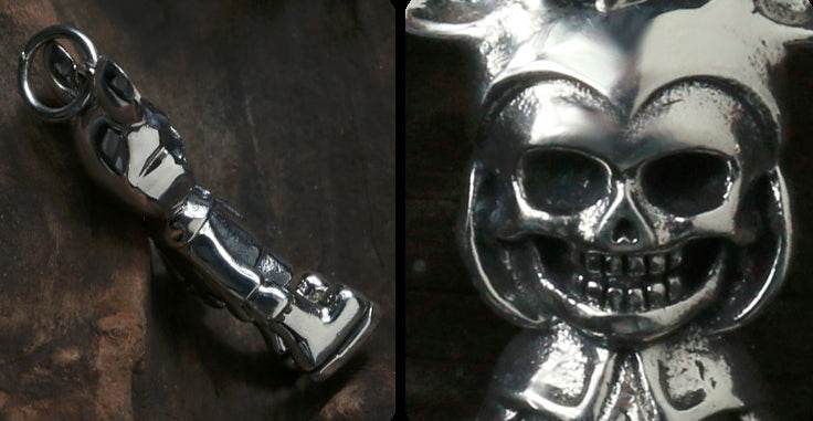 Men's hip hop sterling silver mickey skull pendant & necklace - MOWTE