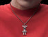 Men's hip hop sterling silver mickey skull pendant & necklace - MOWTE