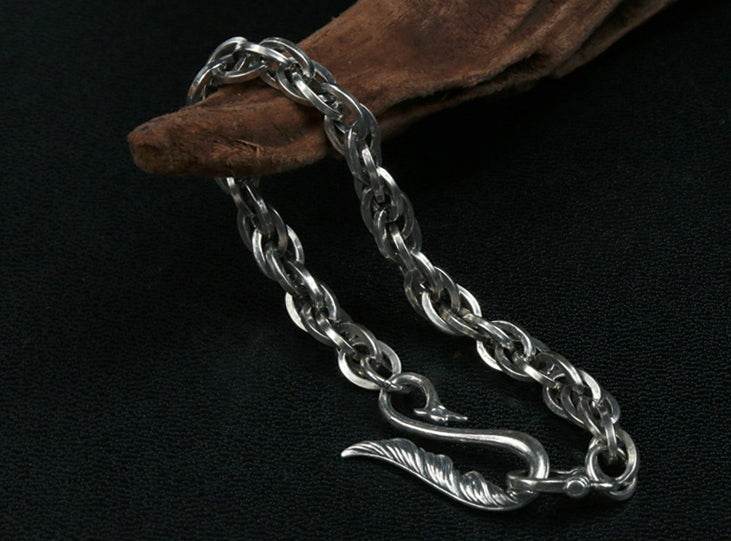 Men's feather wings sterling silver bracelet - MOWTE