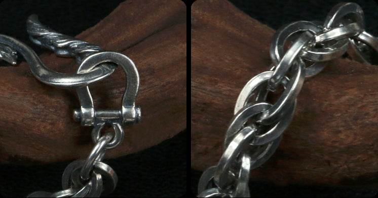 Men's feather wings sterling silver bracelet - MOWTE