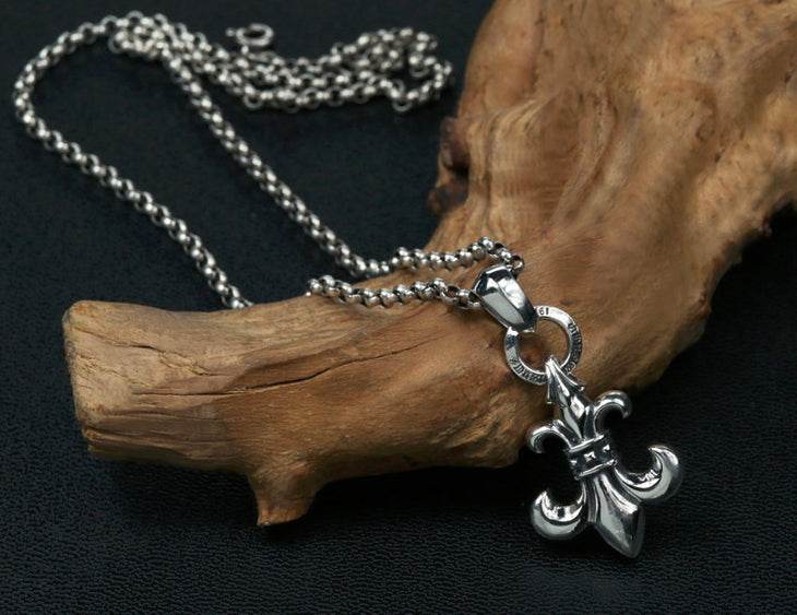 Men's sterling silver iris pendant & necklace - MOWTE