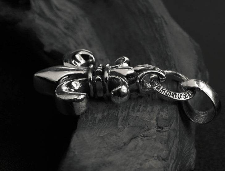 Men's sterling silver iris pendant & necklace - MOWTE