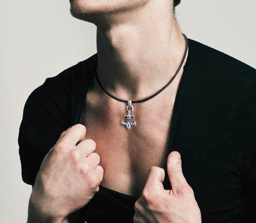 Men's sterling silver iris pendant & necklace - MOWTE