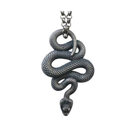 Men's sterling silver snake pendant & necklace - MOWTE
