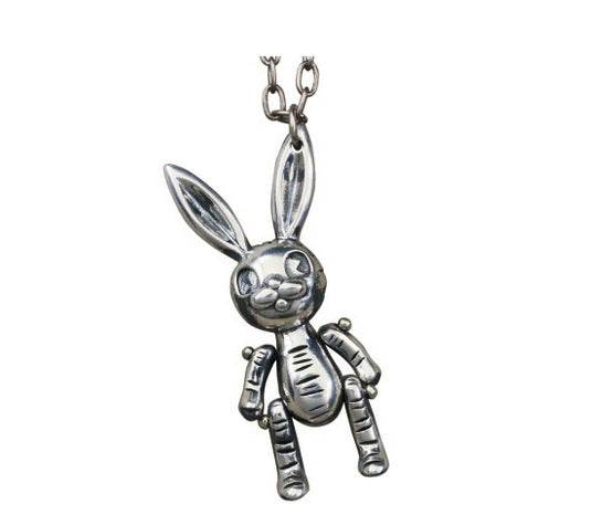 Men's sterling silver evil rabbit pendant & necklace - MOWTE