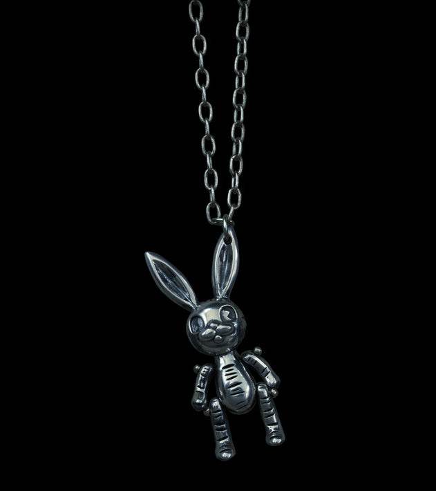 Men's sterling silver evil rabbit pendant & necklace - MOWTE