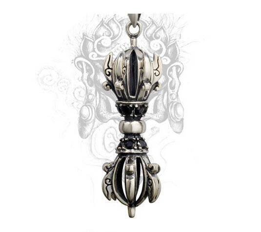 Men's vintage sterling silver pendant & necklace - MOWTE